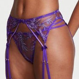VS XS/S VERY SEXY Starstruck Garter Belt Bright Violet Sexy Lingerie NWT